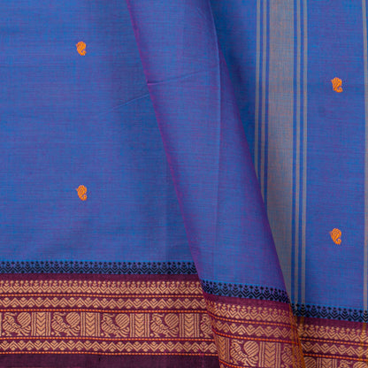 Blue And Magenta  Kanchi Cotton Saree For Festive Wear PV MM KC 794