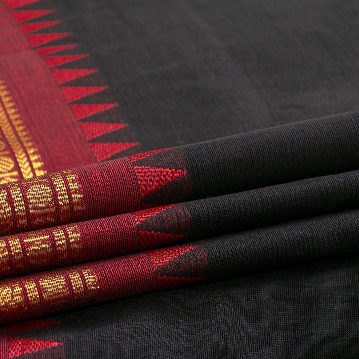 Black And Maroon Kanchi Cotton Saree For Festive Wear PV MM KC 700