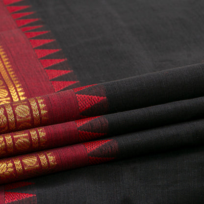 Black And Maroon Kanchi Cotton Saree For Festive Wear PV MM KC 700