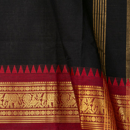 Black And Maroon Kanchi Cotton Saree For Festive Wear PV MM KC 700