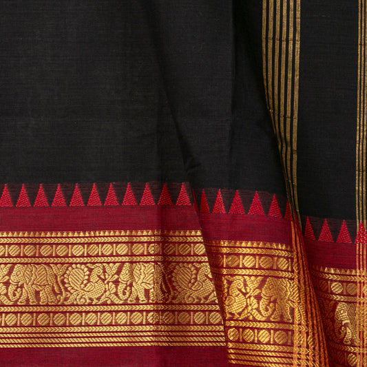 Black And Maroon Kanchi Cotton Saree For Festive Wear PV MM KC 700
