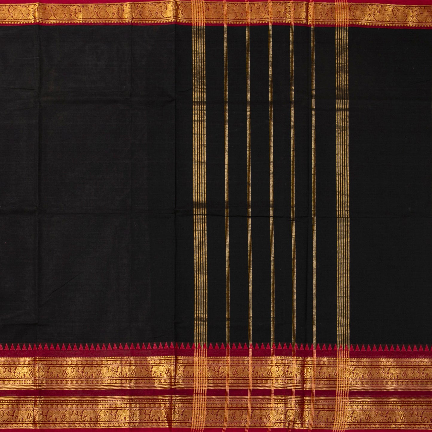 Black And Maroon Kanchi Cotton Saree For Festive Wear PV MM KC 700