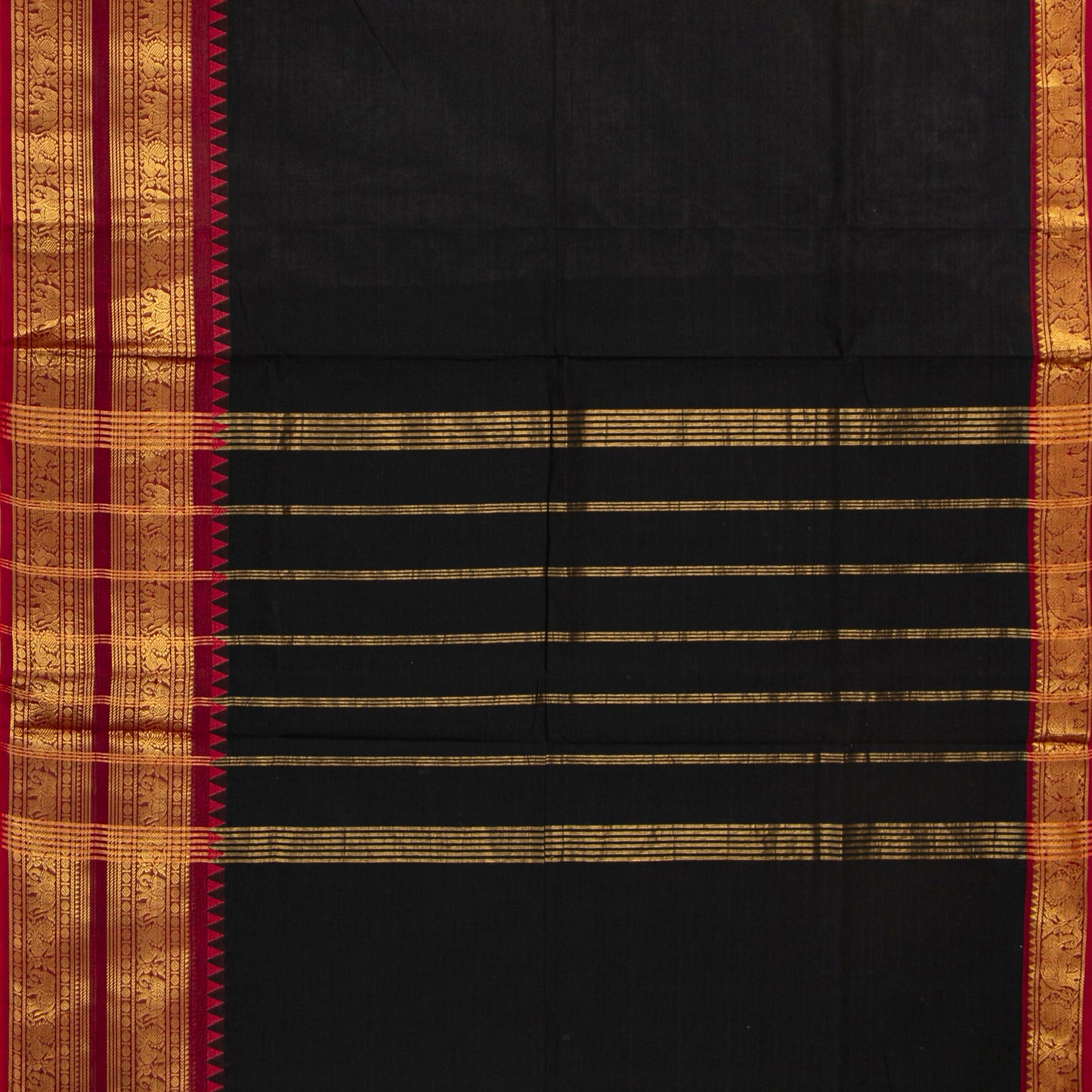 Black And Maroon Kanchi Cotton Saree For Festive Wear PV MM KC 700