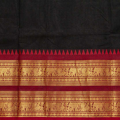 Black And Maroon Kanchi Cotton Saree For Festive Wear PV MM KC 700