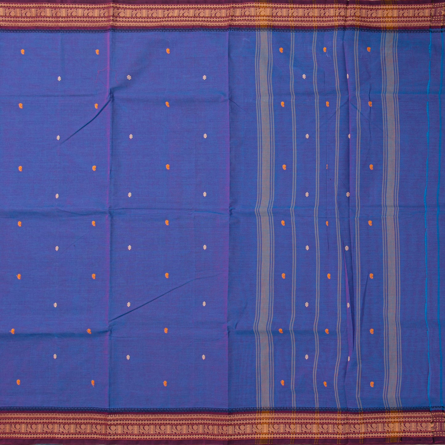 Blue And Magenta  Kanchi Cotton Saree For Festive Wear PV MM KC 794