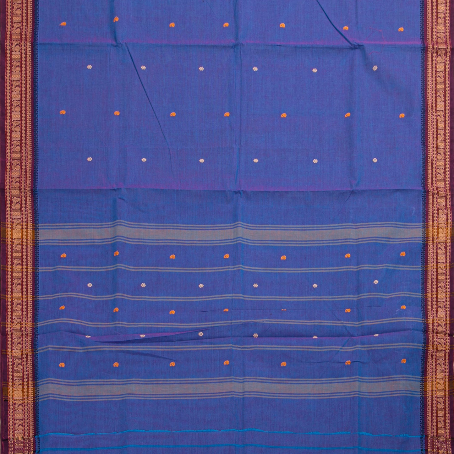 Blue And Magenta  Kanchi Cotton Saree For Festive Wear PV MM KC 794