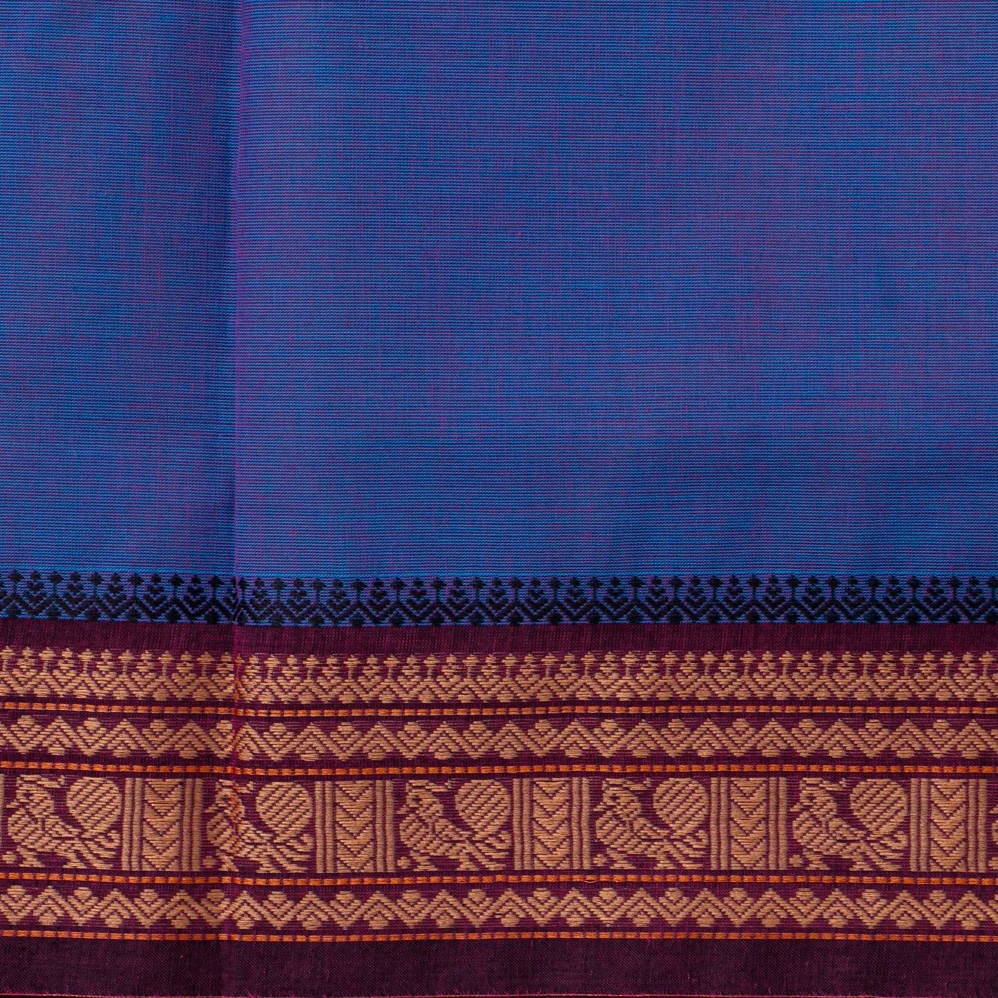 Blue And Magenta  Kanchi Cotton Saree For Festive Wear PV MM KC 794