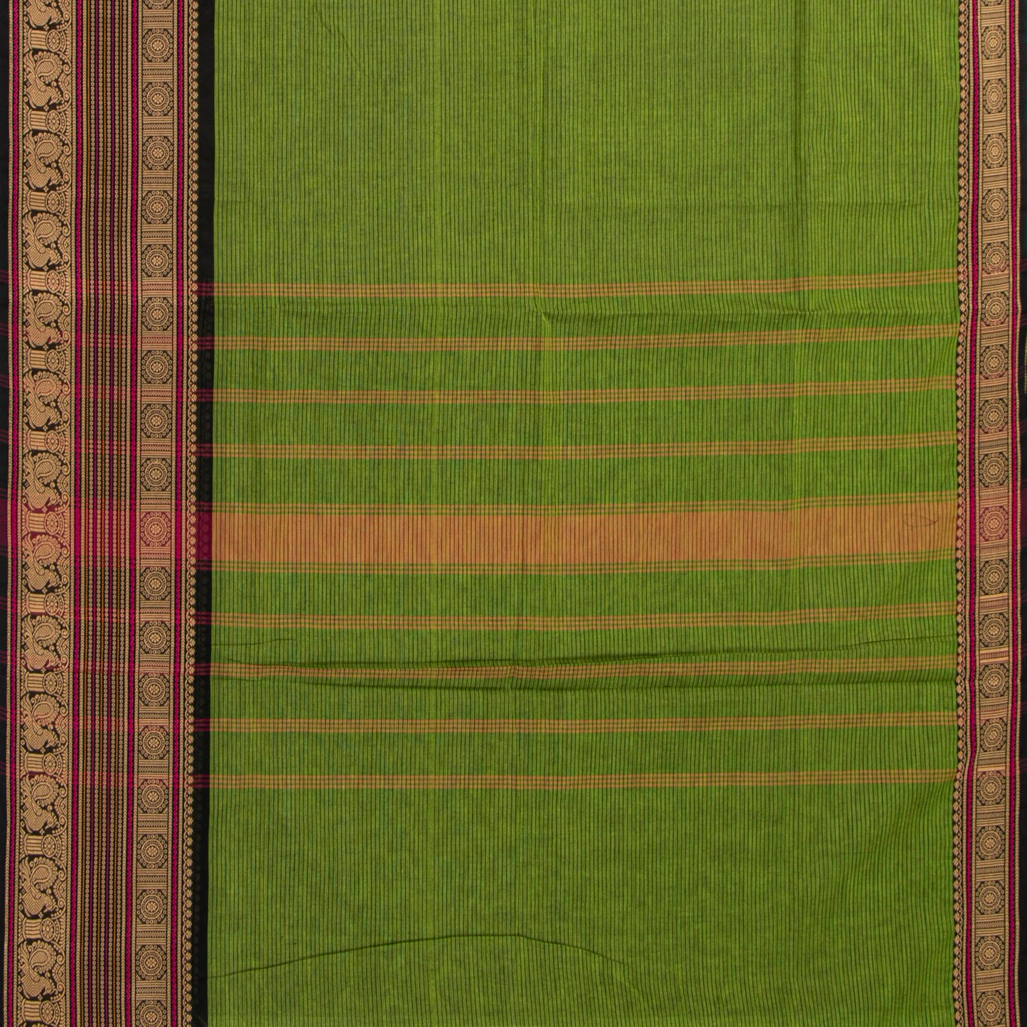 Green And Black Kanchi Cotton Saree For Festive Wear PV MM KC 710