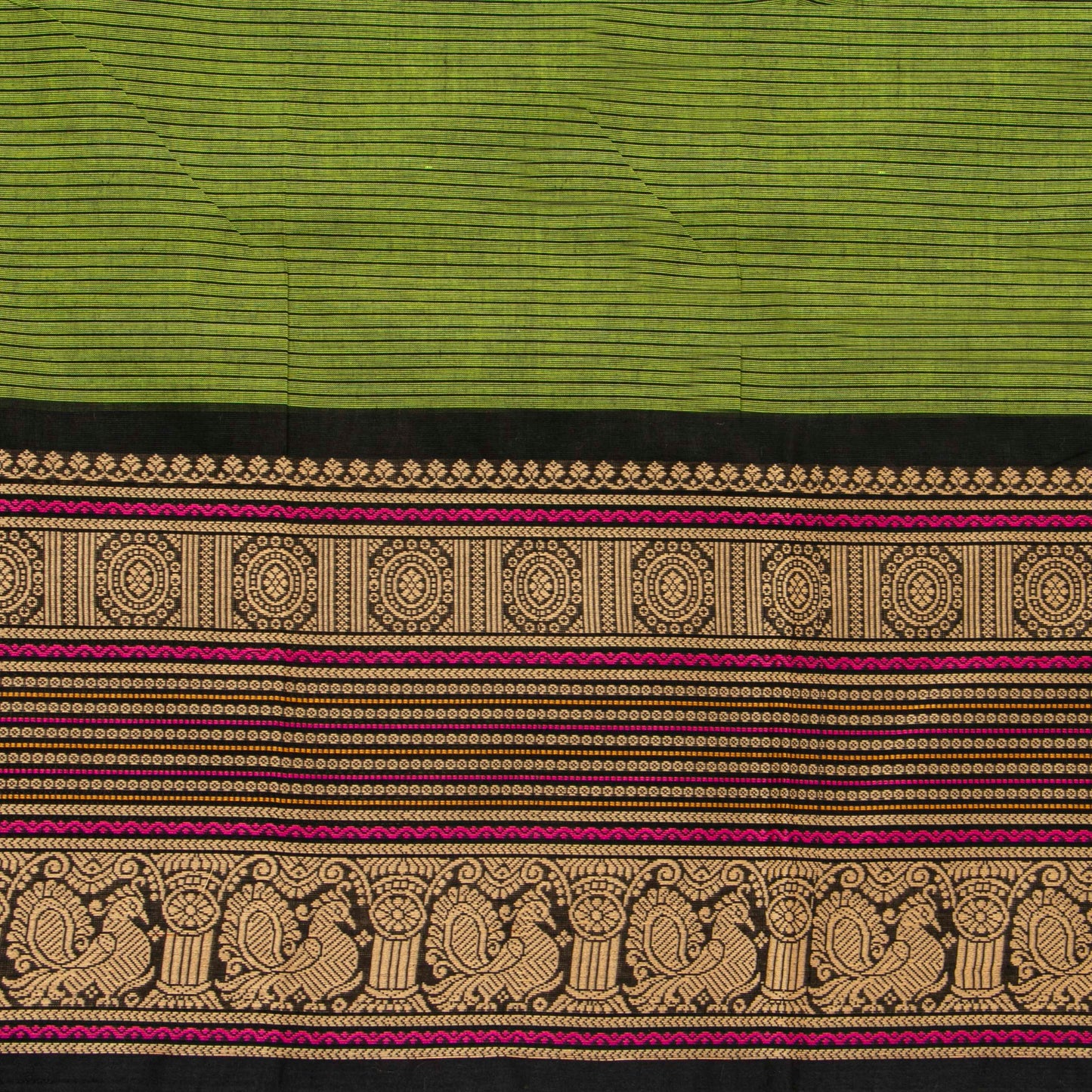 Green And Black Kanchi Cotton Saree For Festive Wear PV MM KC 710