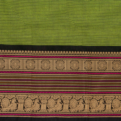 Green And Black Kanchi Cotton Saree For Festive Wear PV MM KC 710