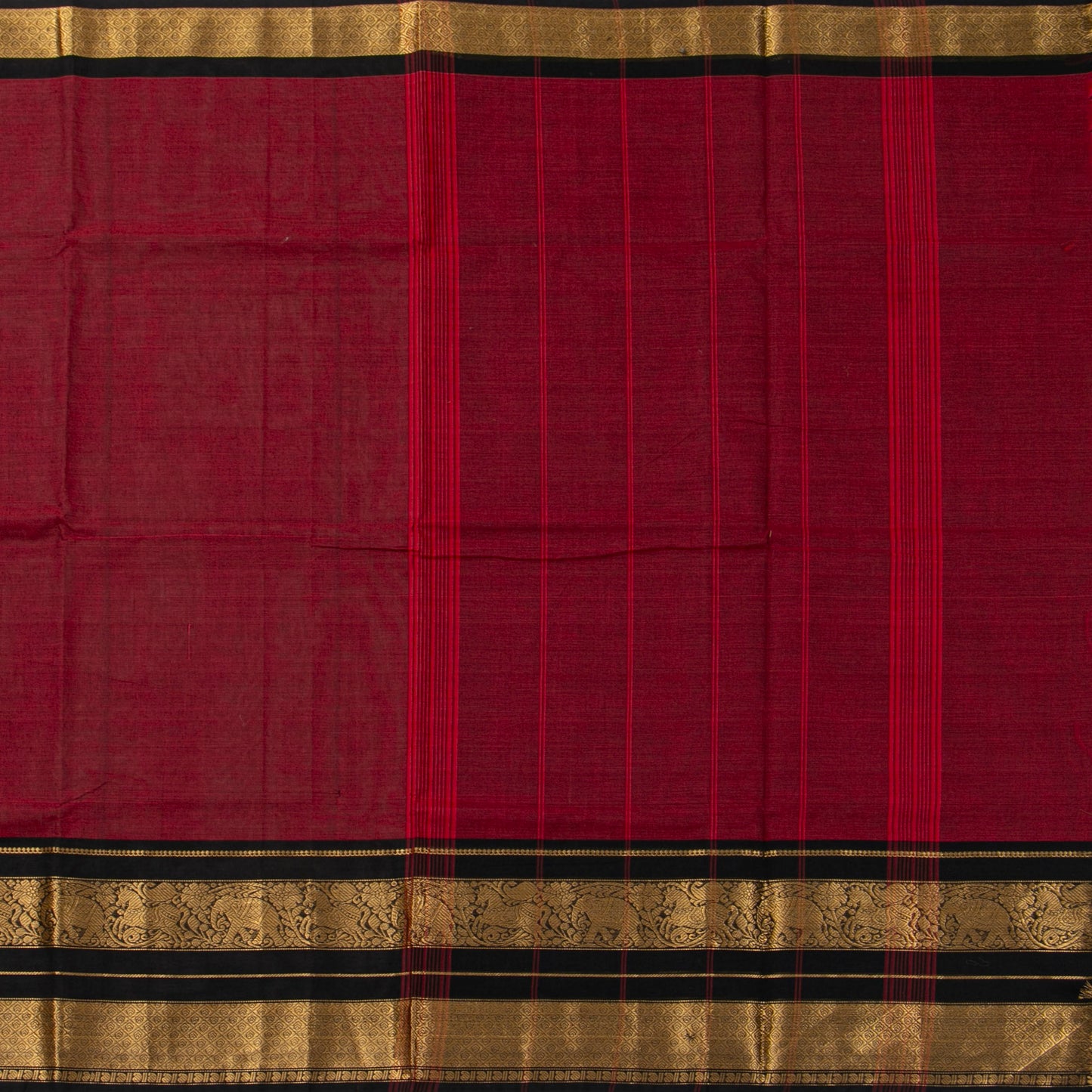 Maroon And Black Kanchi Cotton Saree For Festive Wear PV MM KC 712