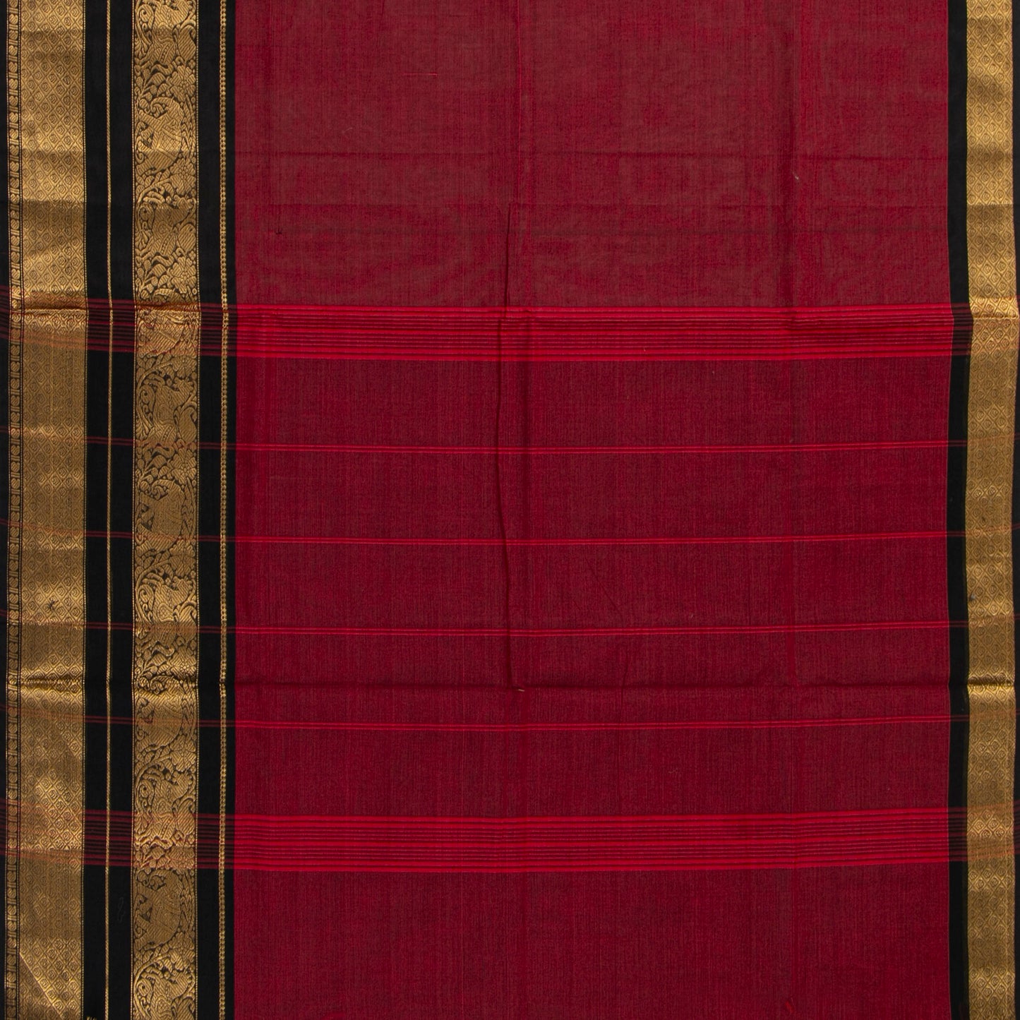 Maroon And Black Kanchi Cotton Saree For Festive Wear PV MM KC 712