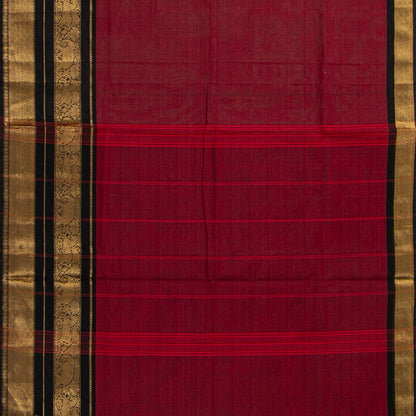 Maroon And Black Kanchi Cotton Saree For Festive Wear PV MM KC 712
