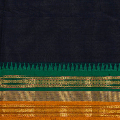 Navy Blue And Green Kanchi Cotton Saree For Festive Wear PV MM KC 792
