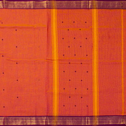 Orange And Wine Kanchi Cotton Saree For Festive Wear PV MM KC 791