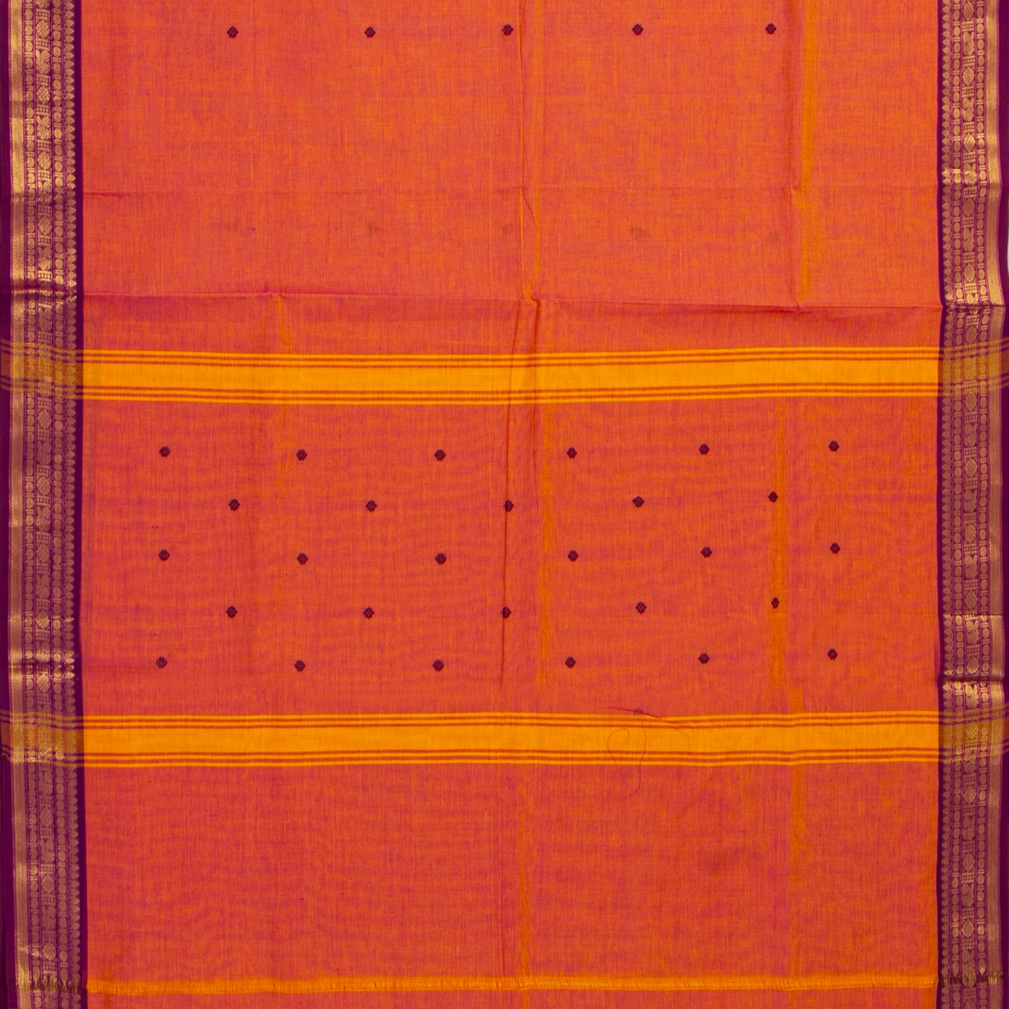 Orange And Wine Kanchi Cotton Saree For Festive Wear PV MM KC 791