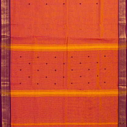 Orange And Wine Kanchi Cotton Saree For Festive Wear PV MM KC 791