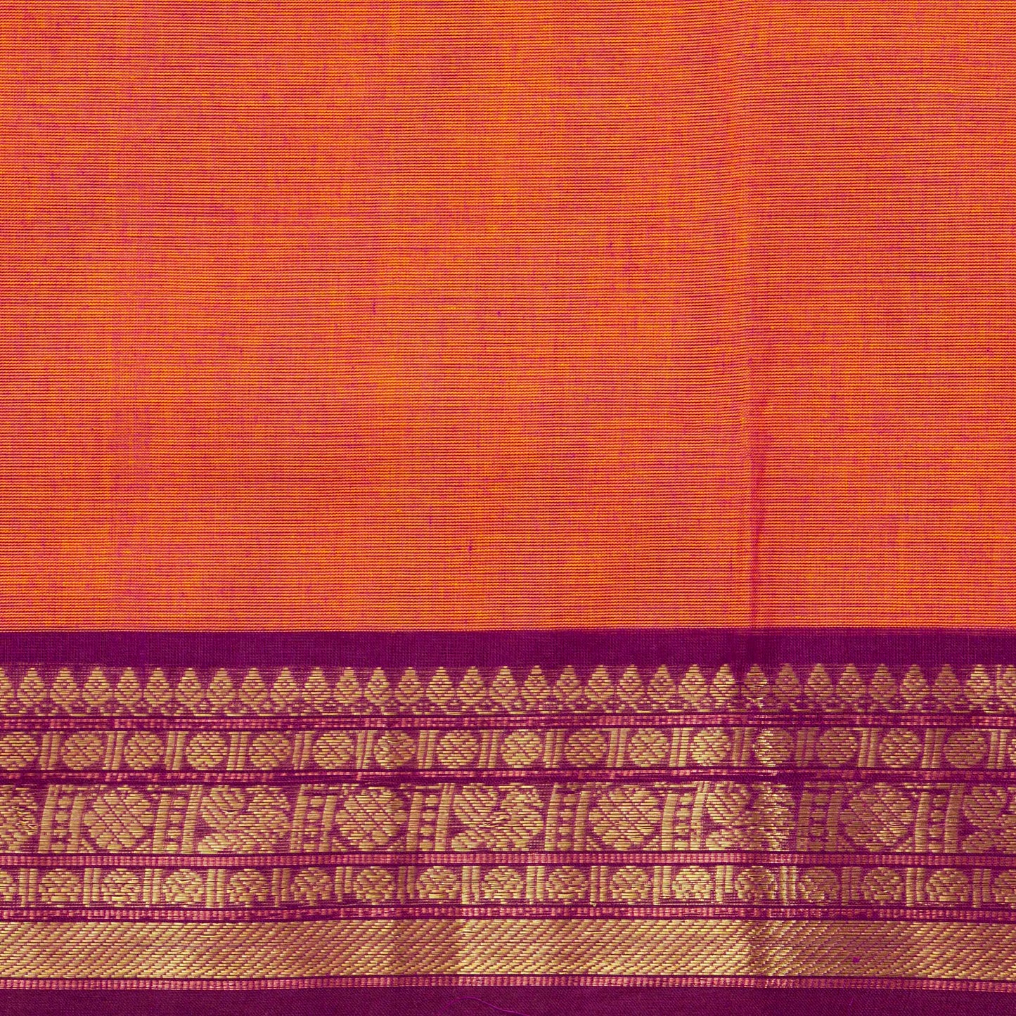 Orange And Wine Kanchi Cotton Saree For Festive Wear PV MM KC 791