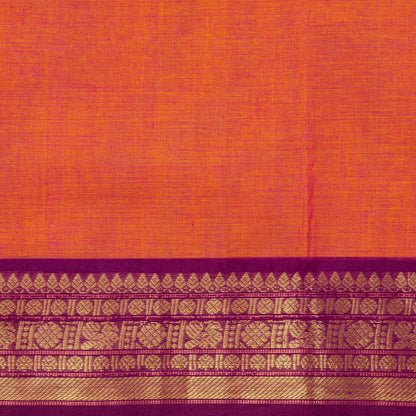 Orange And Wine Kanchi Cotton Saree For Festive Wear PV MM KC 791