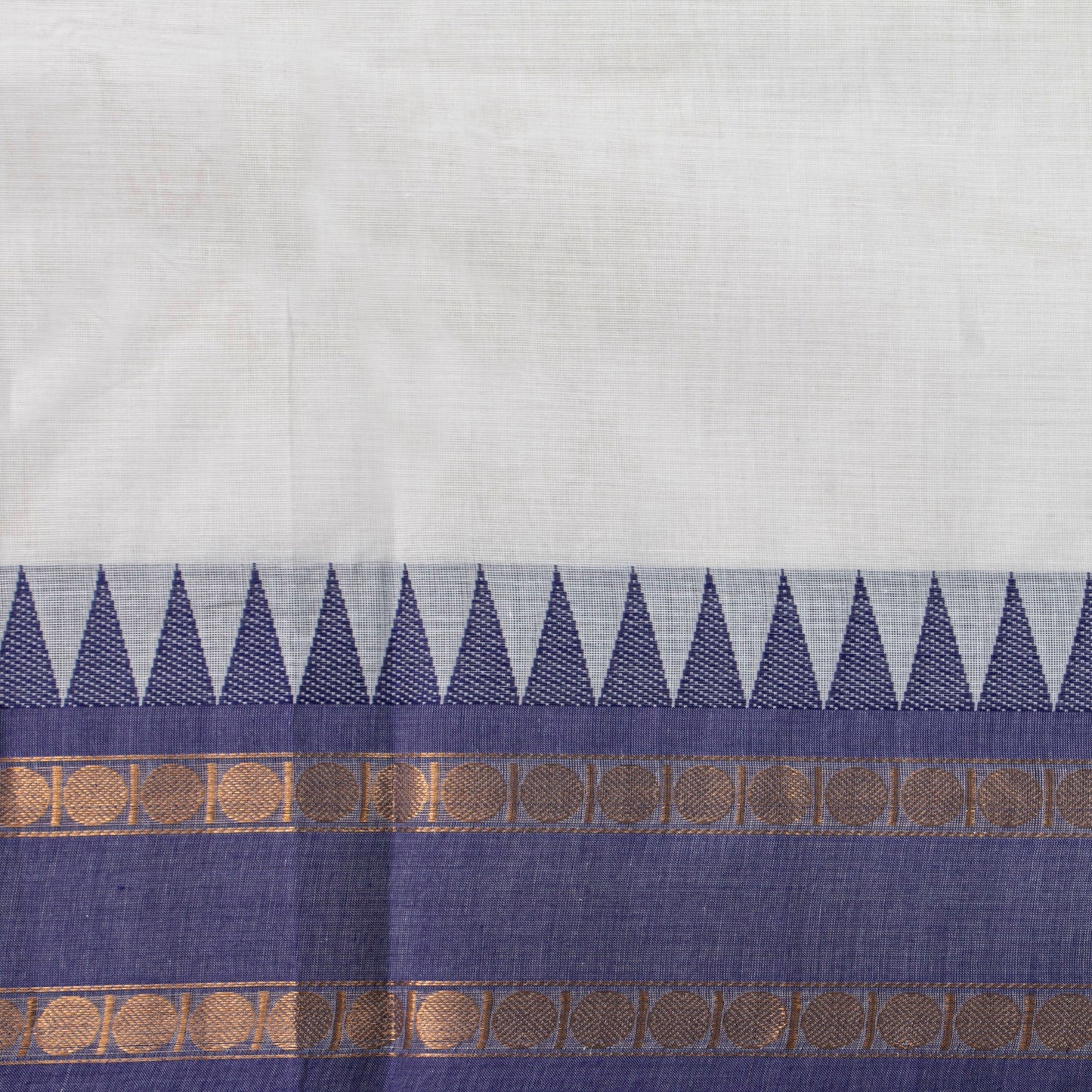 White Kanchi Cotton Saree Ganga Jamuna Border  For Festive Wear PV MM KC 760