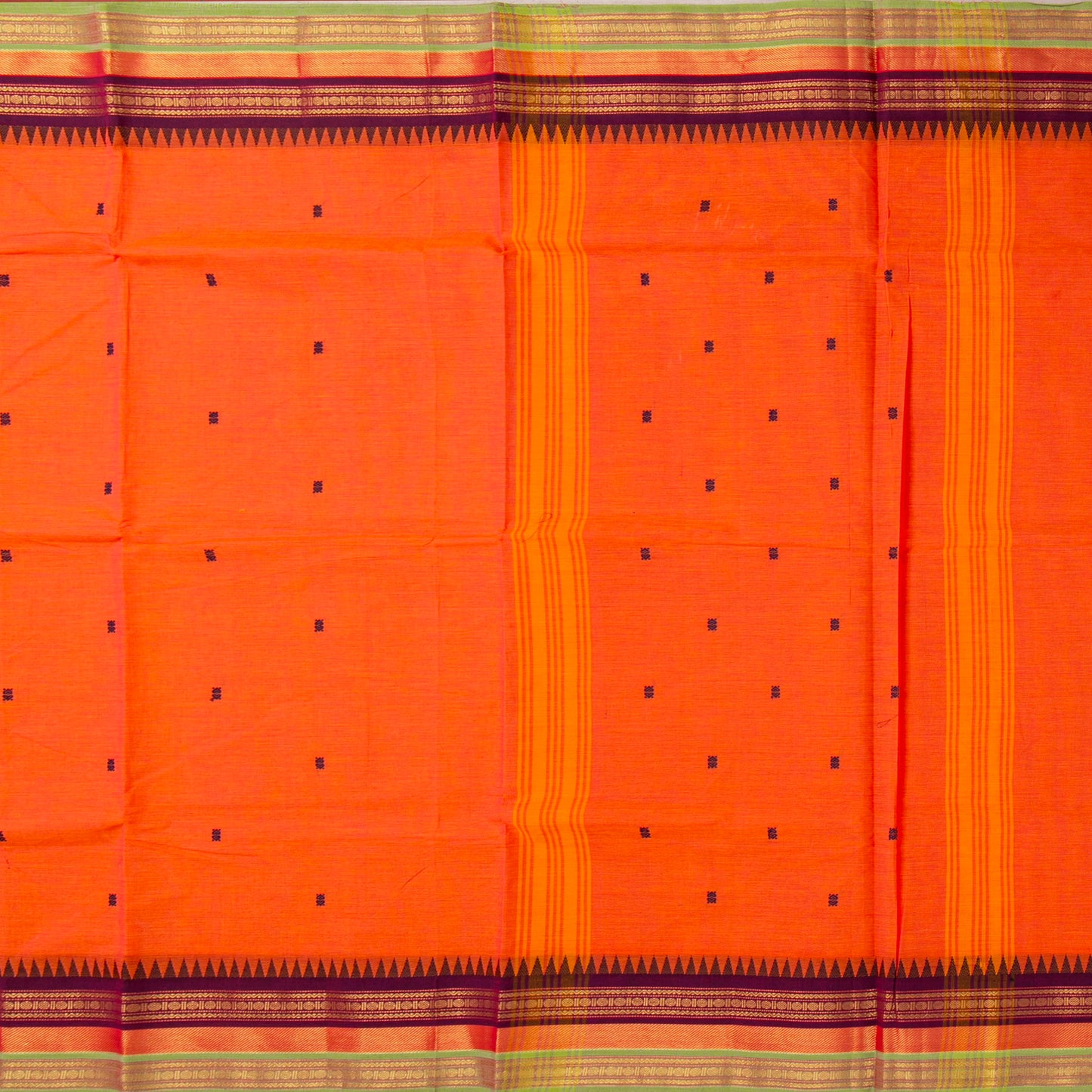 Orange Kanchi Cotton Saree For Festive Wear PV MM KC 811