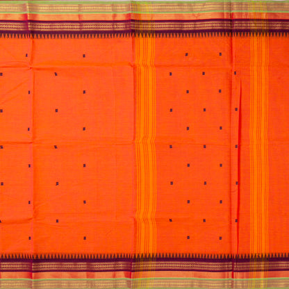 Orange Kanchi Cotton Saree For Festive Wear PV MM KC 811