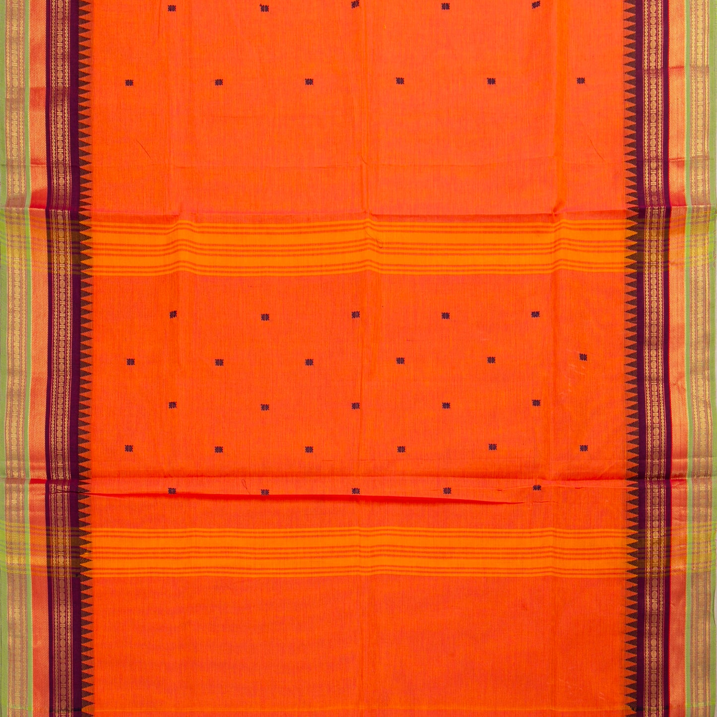 Orange Kanchi Cotton Saree For Festive Wear PV MM KC 811