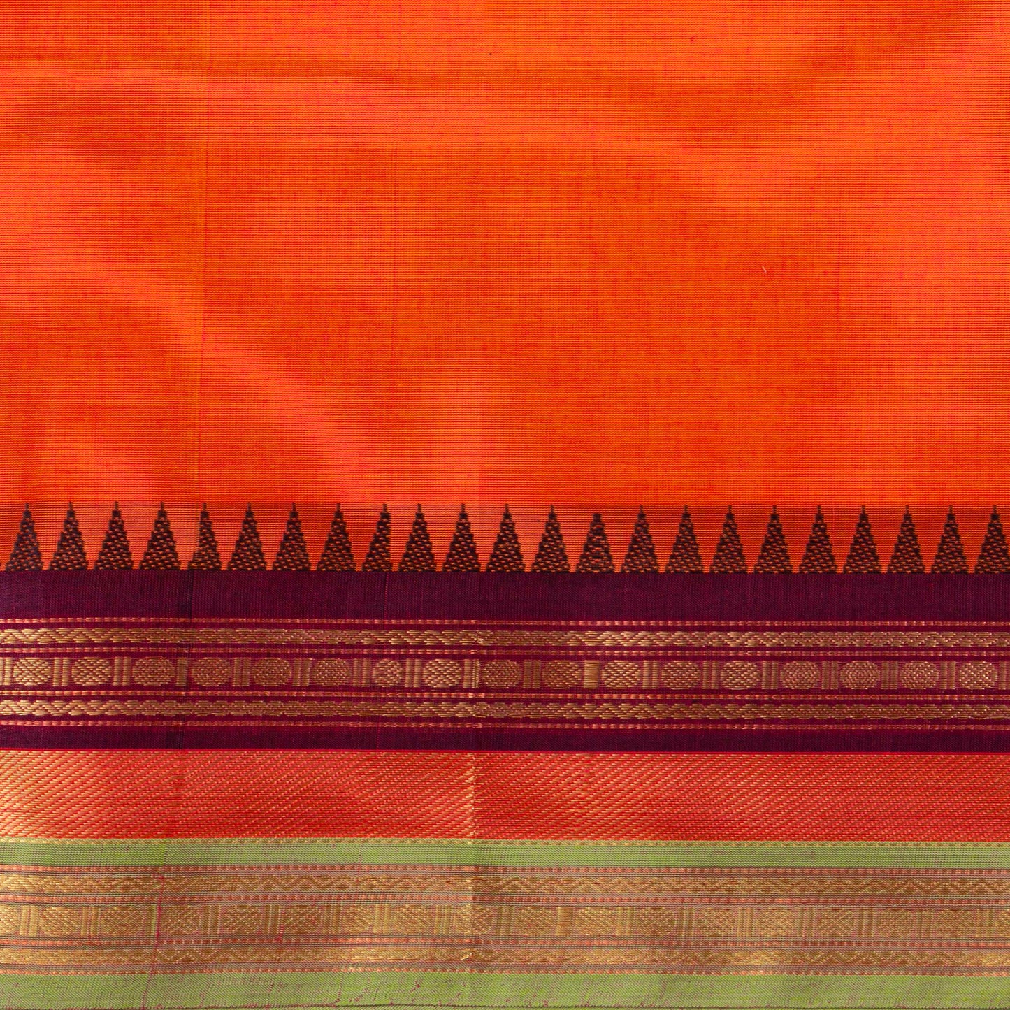 Orange Kanchi Cotton Saree For Festive Wear PV MM KC 811