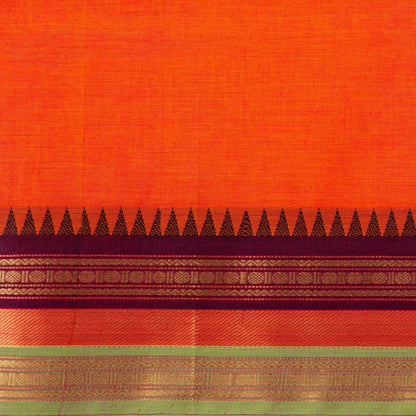 Orange Kanchi Cotton Saree For Festive Wear PV MM KC 811