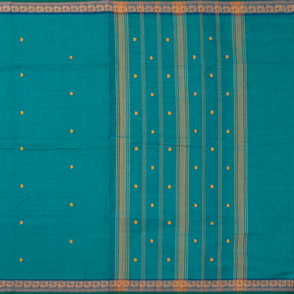 Teal Kanchi Cotton Saree For Festive Wear PV MM KC 826