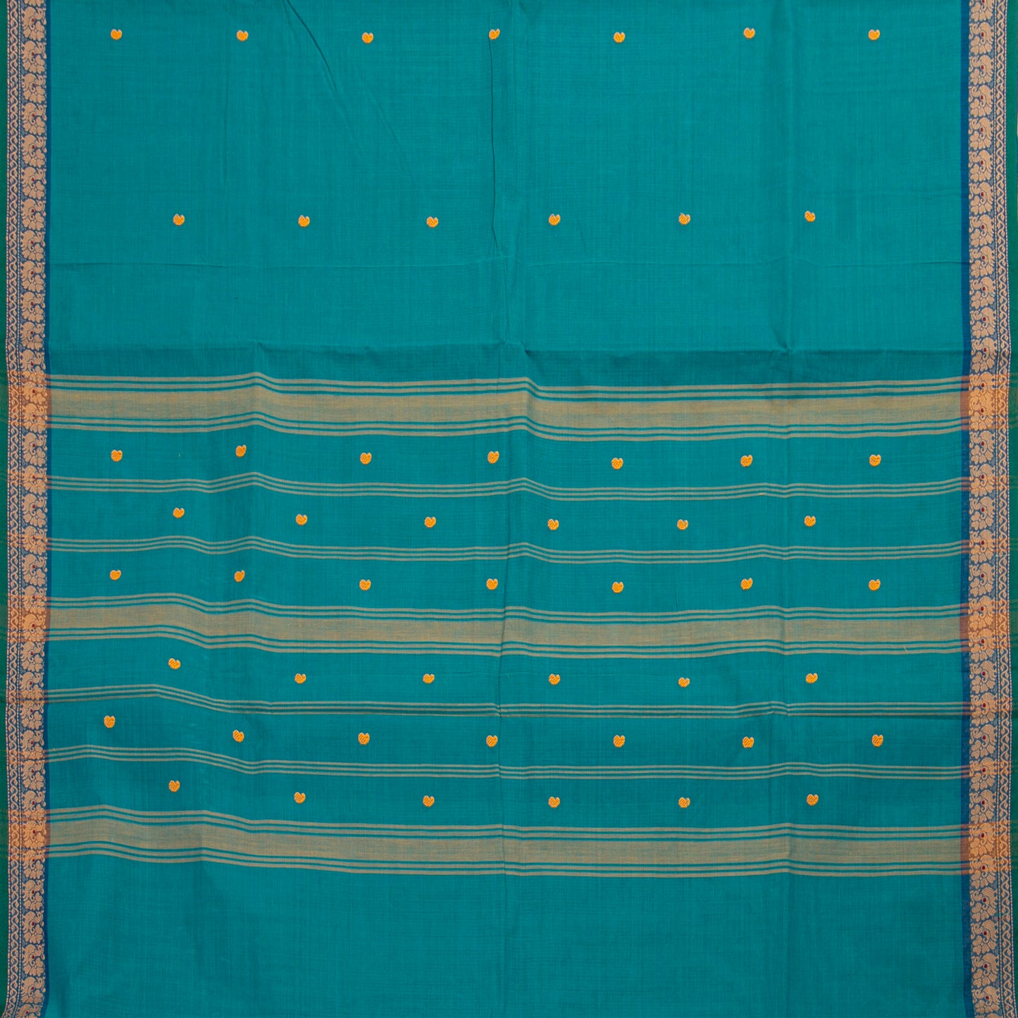 Teal Kanchi Cotton Saree For Festive Wear PV MM KC 826