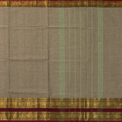 Fawn And Maroon Kanchi Cotton Saree For Festive Wear PV MM KC 730