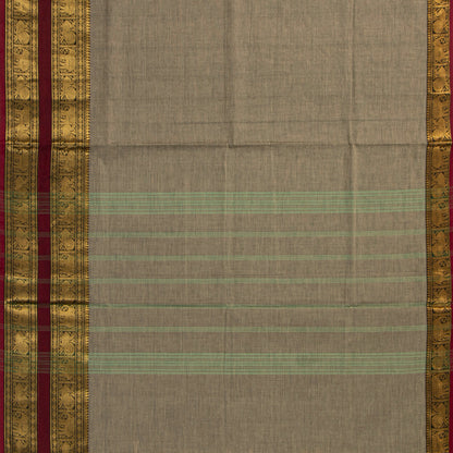 Fawn And Maroon Kanchi Cotton Saree For Festive Wear PV MM KC 730