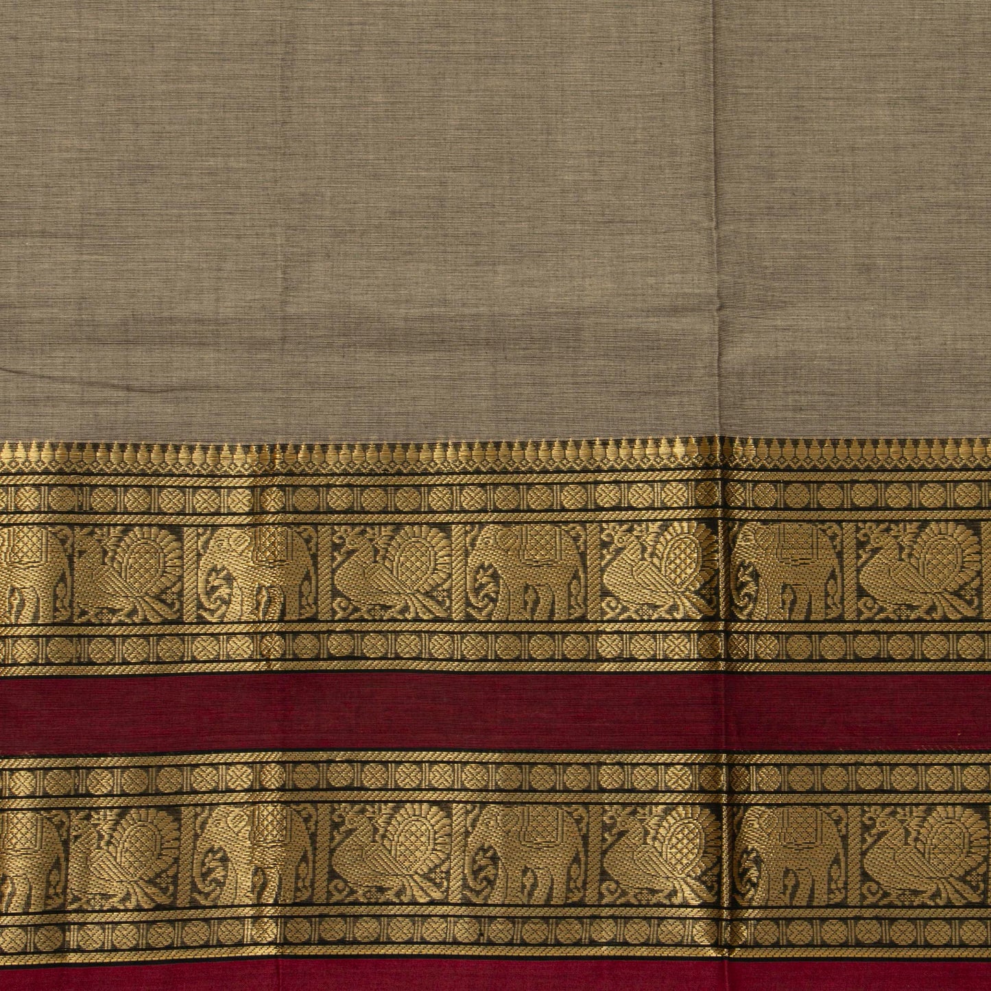 Fawn And Maroon Kanchi Cotton Saree For Festive Wear PV MM KC 730