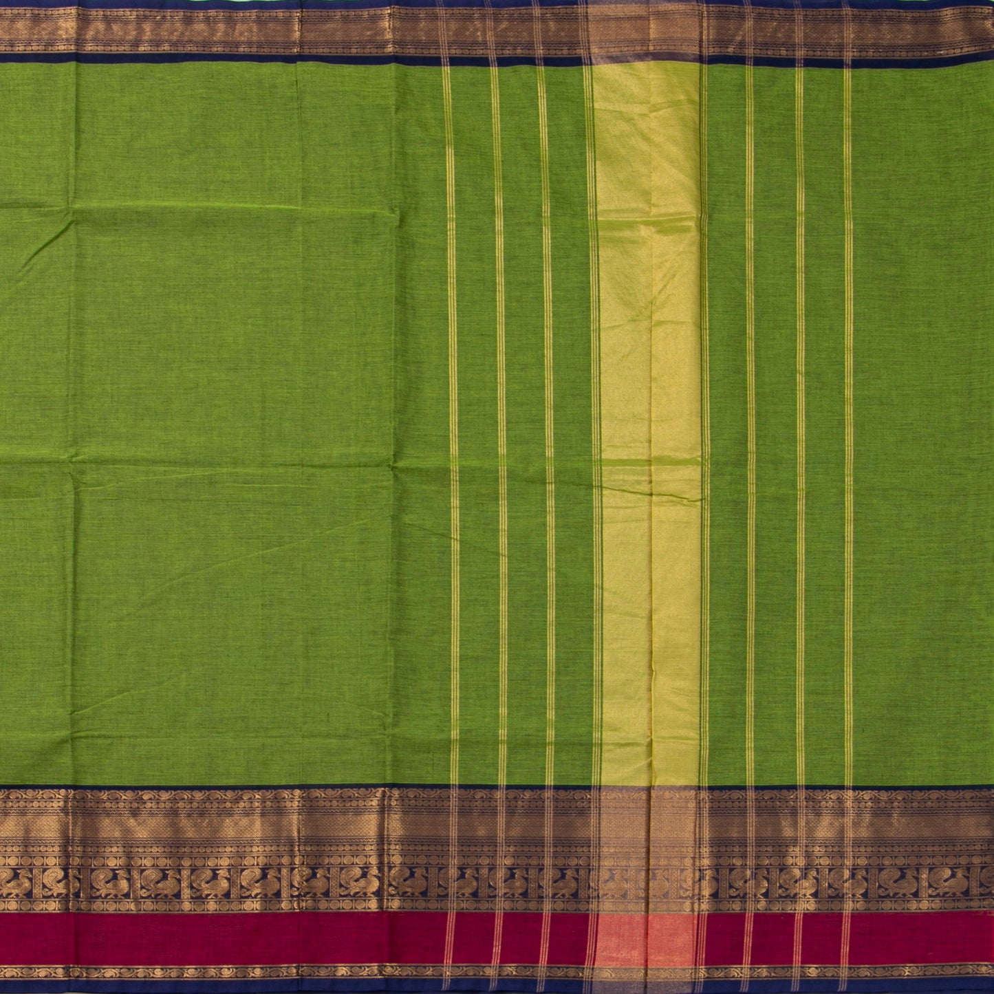 Green And Blue Kanchi Cotton Saree For Festive Wear PV MM KC 723