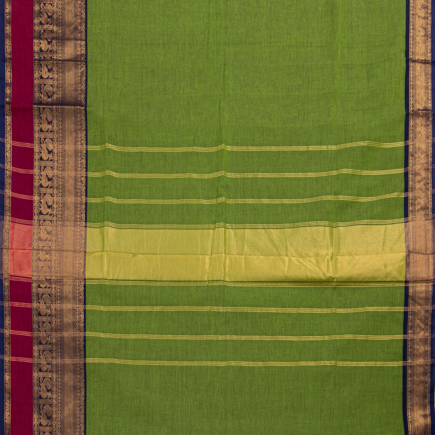 Green And Blue Kanchi Cotton Saree For Festive Wear PV MM KC 723