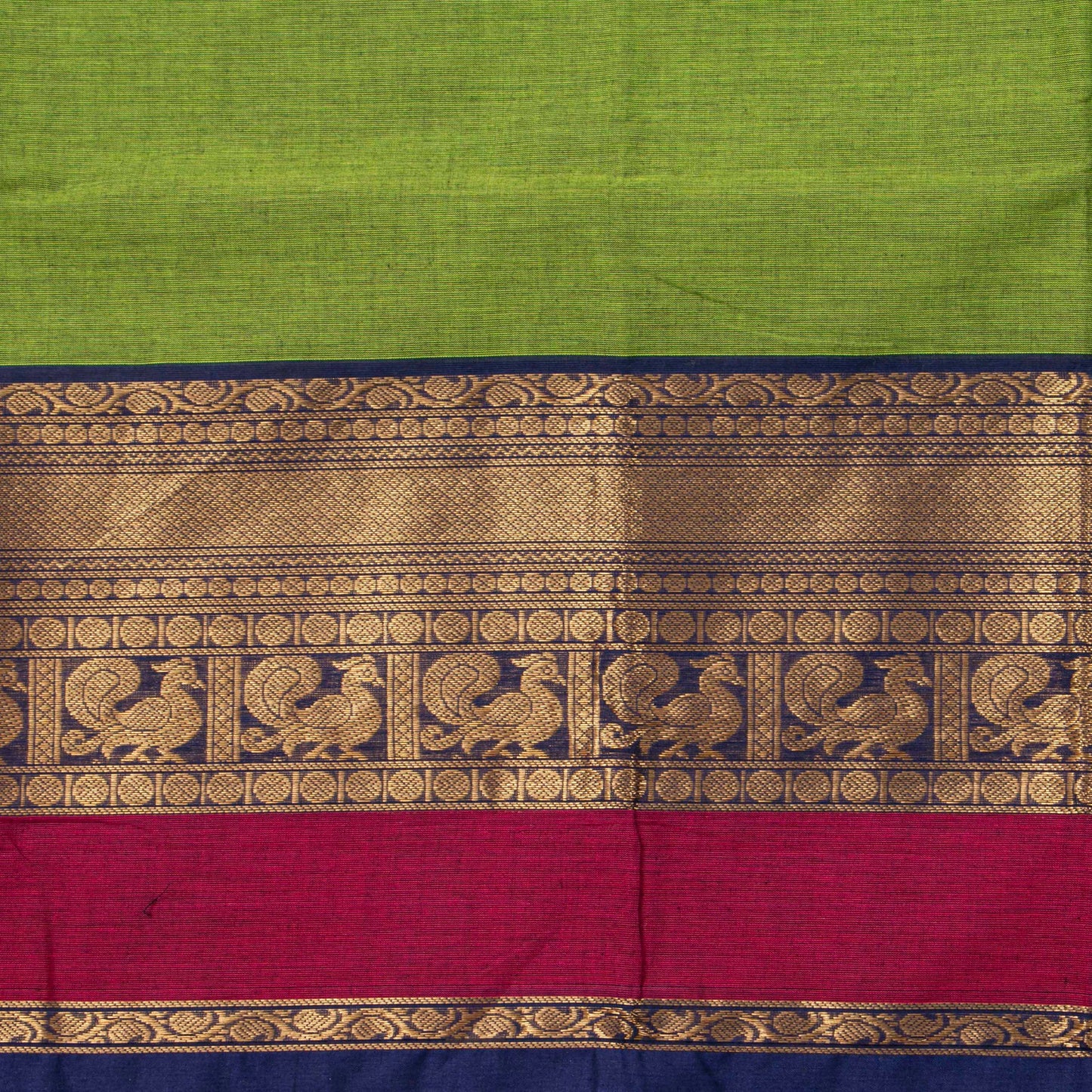 Green And Blue Kanchi Cotton Saree For Festive Wear PV MM KC 723