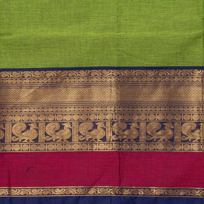 Green And Blue Kanchi Cotton Saree For Festive Wear PV MM KC 723