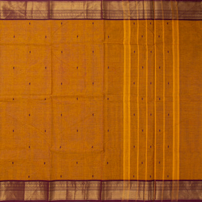 Mustard And Brown Kanchi Cotton Saree For Festive Wear PV MM KC 785
