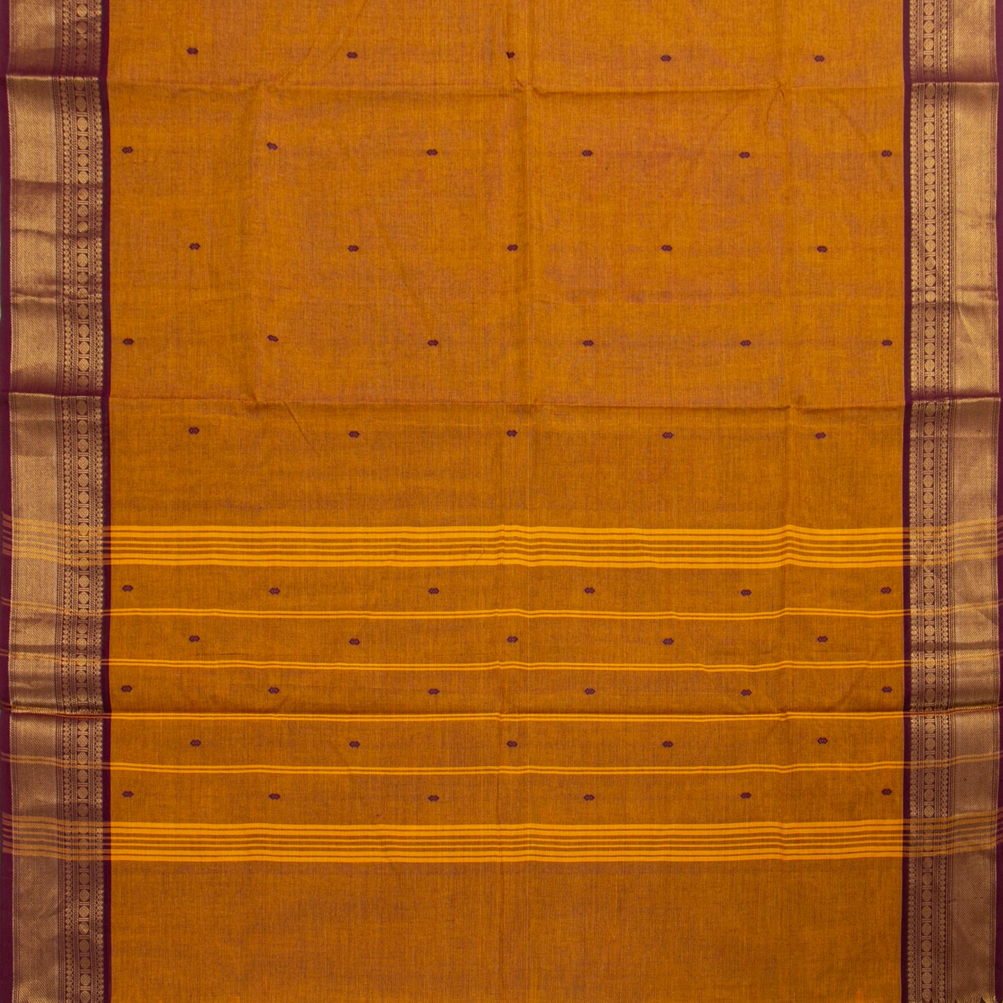 Mustard And Brown Kanchi Cotton Saree For Festive Wear PV MM KC 785