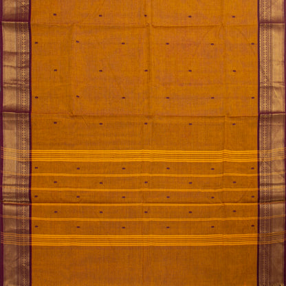 Mustard And Brown Kanchi Cotton Saree For Festive Wear PV MM KC 785