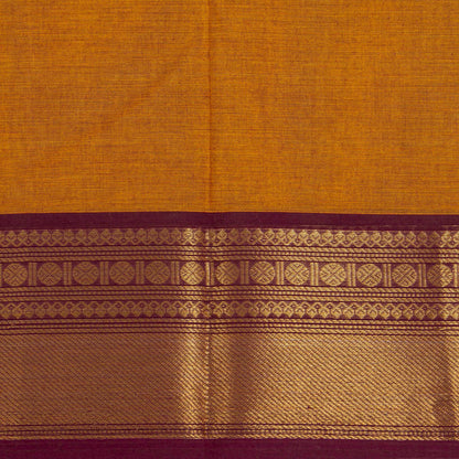 Mustard And Brown Kanchi Cotton Saree For Festive Wear PV MM KC 785