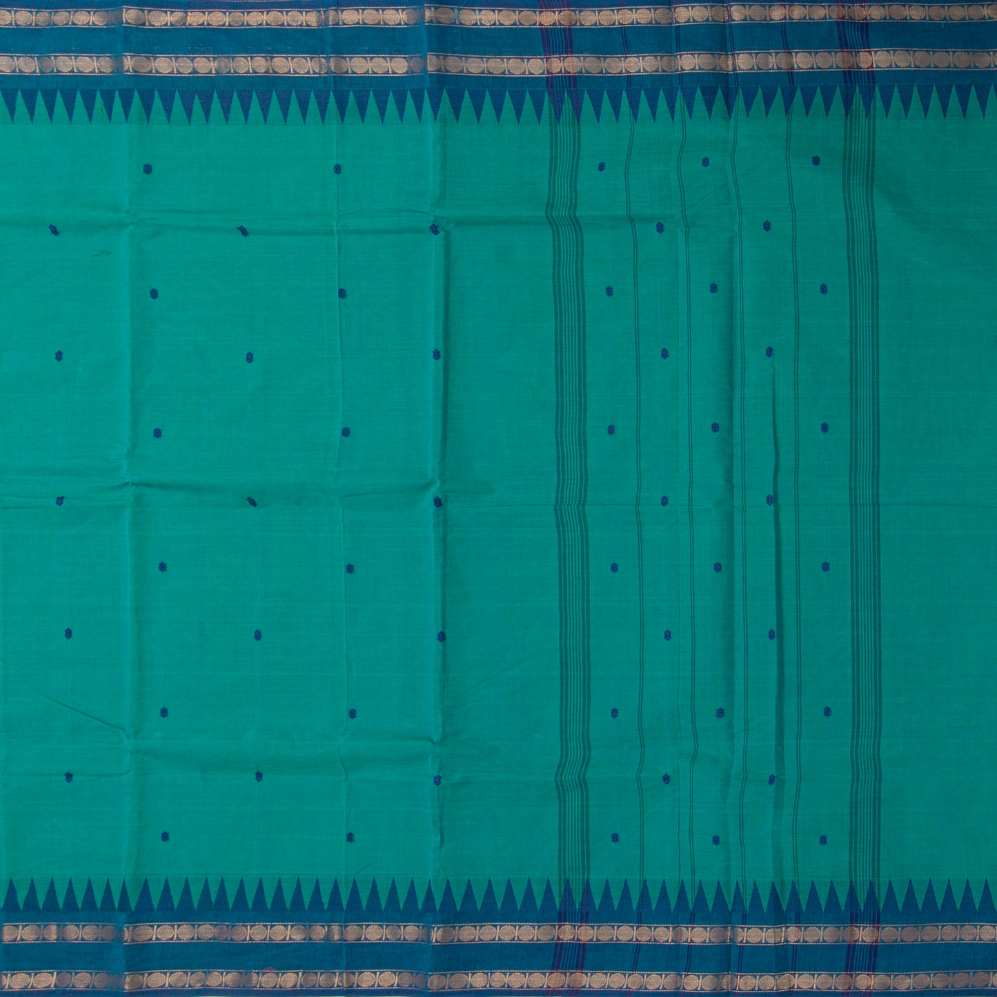 Teal And Blue Kanchi Cotton Saree For Festive Wear PV MM KC 779