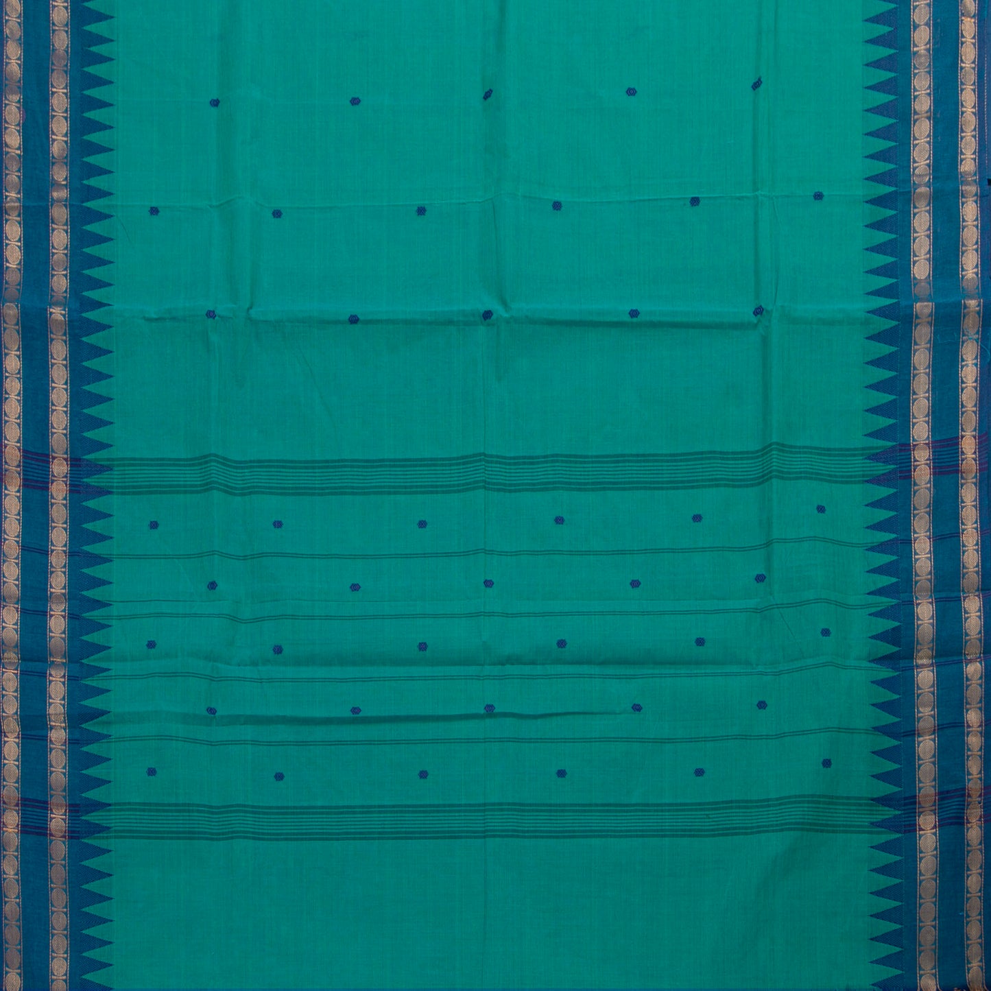 Teal And Blue Kanchi Cotton Saree For Festive Wear PV MM KC 779