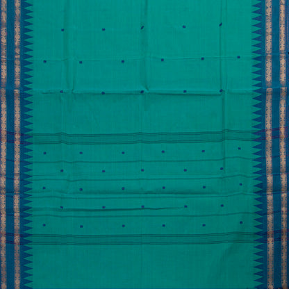 Teal And Blue Kanchi Cotton Saree For Festive Wear PV MM KC 779