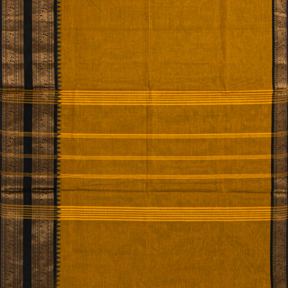 Mustard And Black Kanchi Cotton Saree For Festive Wear PV MM KC 713