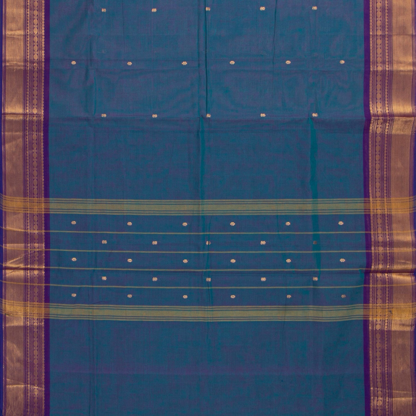 Blue And Violet Kanchi Cotton Saree For Festive Wear PV MM KC 787