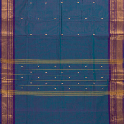 Blue And Violet Kanchi Cotton Saree For Festive Wear PV MM KC 787