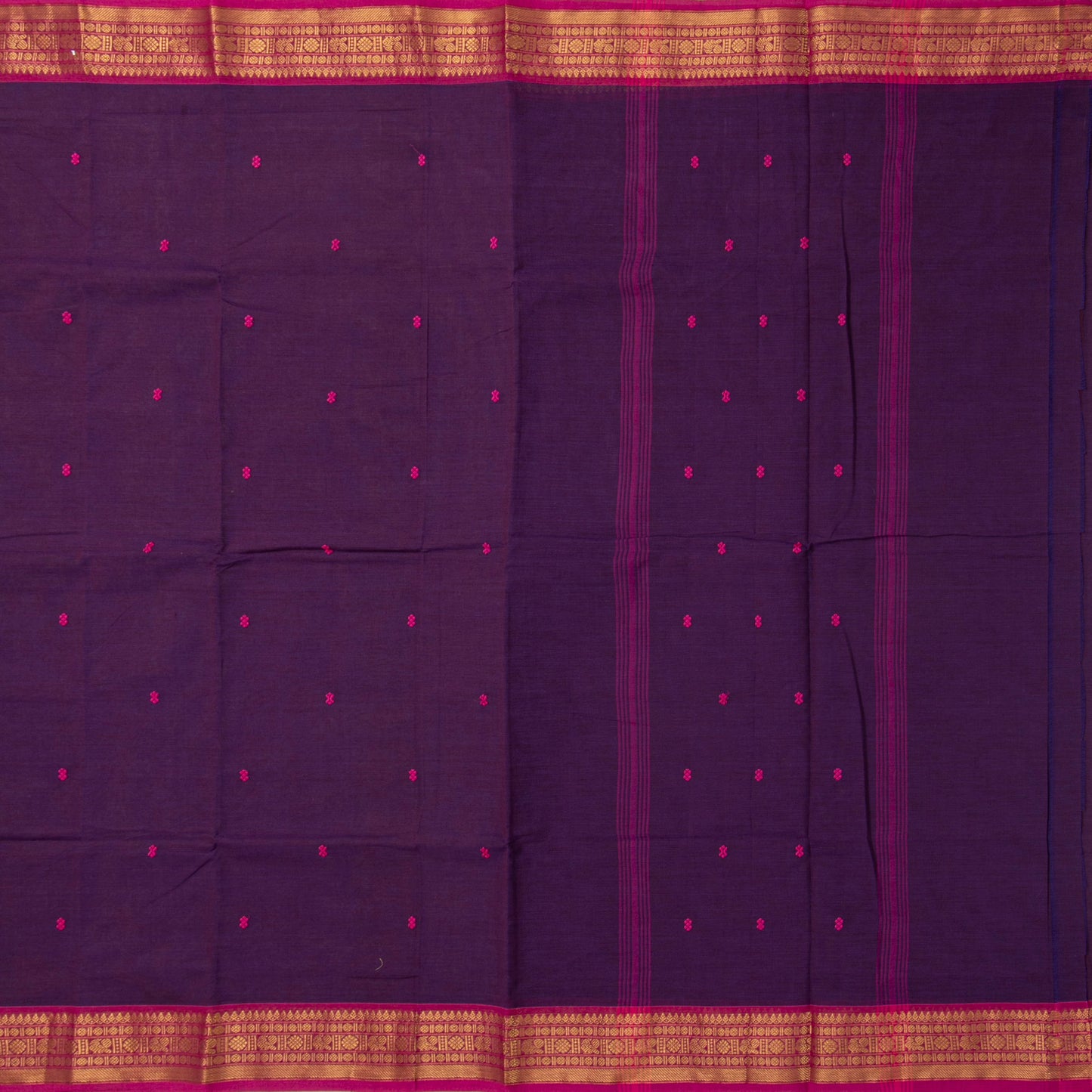 Wine And Pink Kanchi Cotton Saree For Festive Wear PV MM KC 790