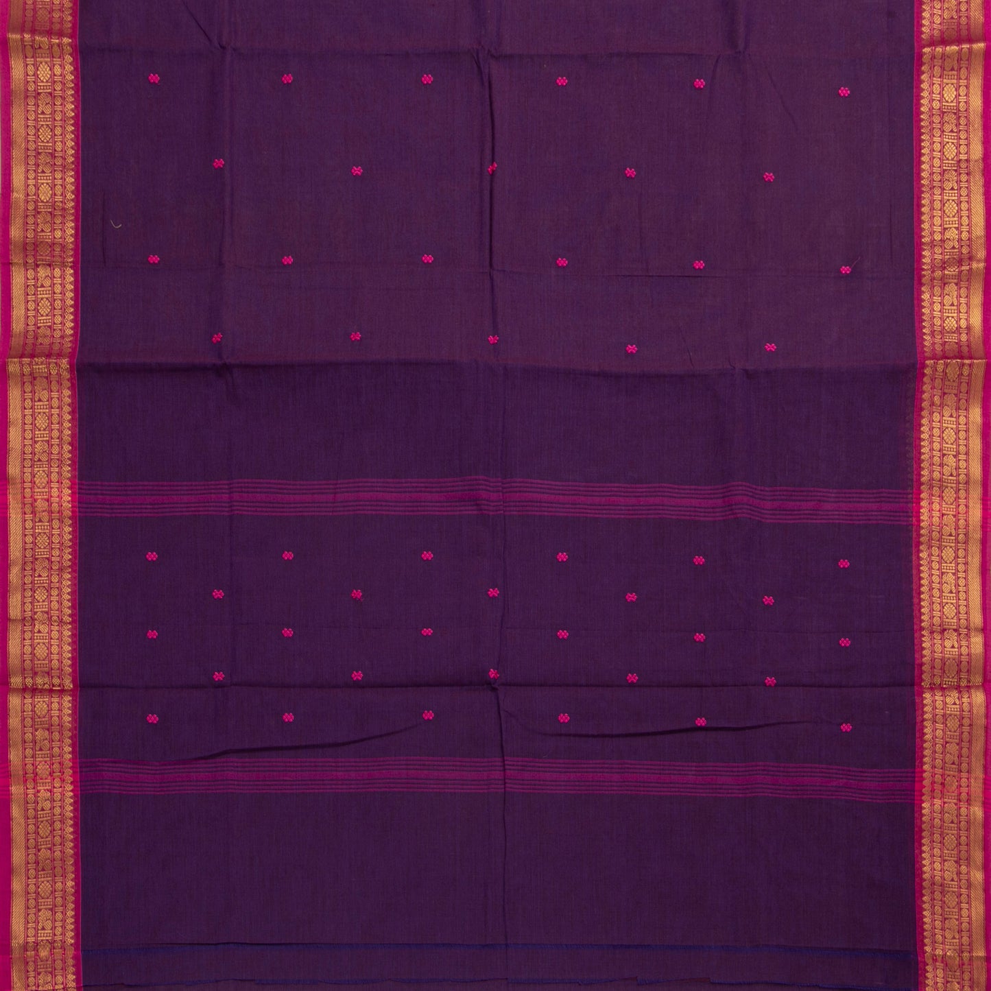Wine And Pink Kanchi Cotton Saree For Festive Wear PV MM KC 790